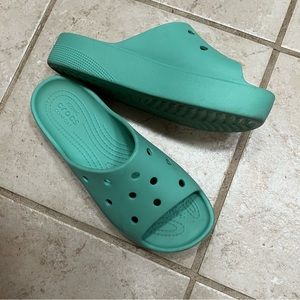 CROCS Mint Green Classic Platform slip on sandals